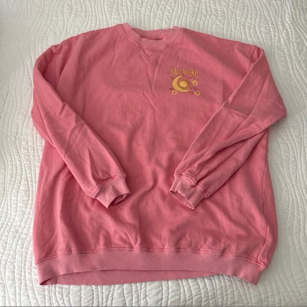 Billabong Pink Pullover Sweatshirt with Small Yellow Accent
